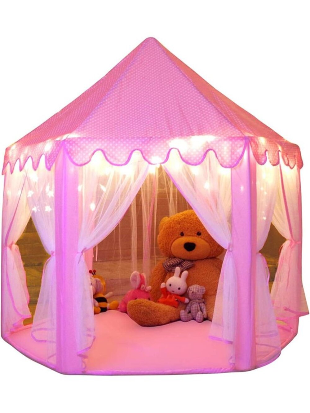 Large Princess Play Tent for Girls - Kids Castle with Star Lights